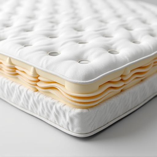 エルゴノミックマットレスの断面と美しいキルティング